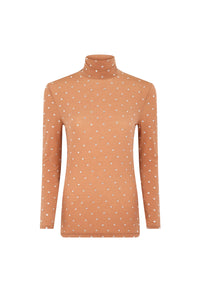 Pull col roulé avec cristaux - New Caramel