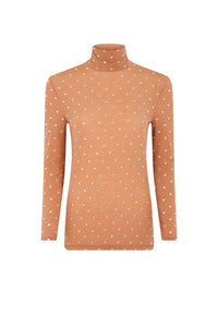 Pull col roulé avec cristaux - New Caramel