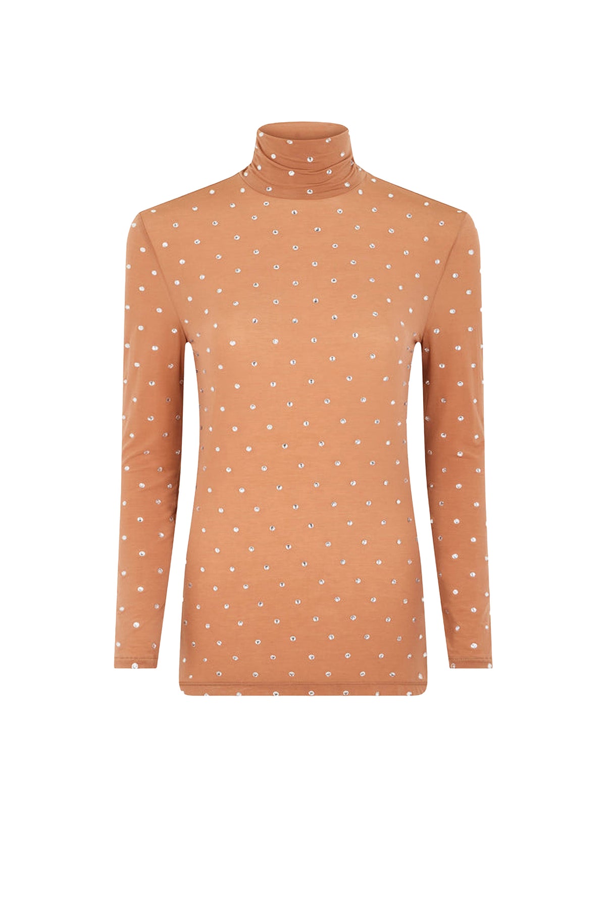 Pull col roulé avec cristaux - New Caramel