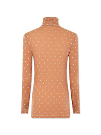 Turtleneck jumper with crystals - New Caramel