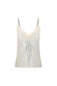 Mesh and lace tank top - Silver