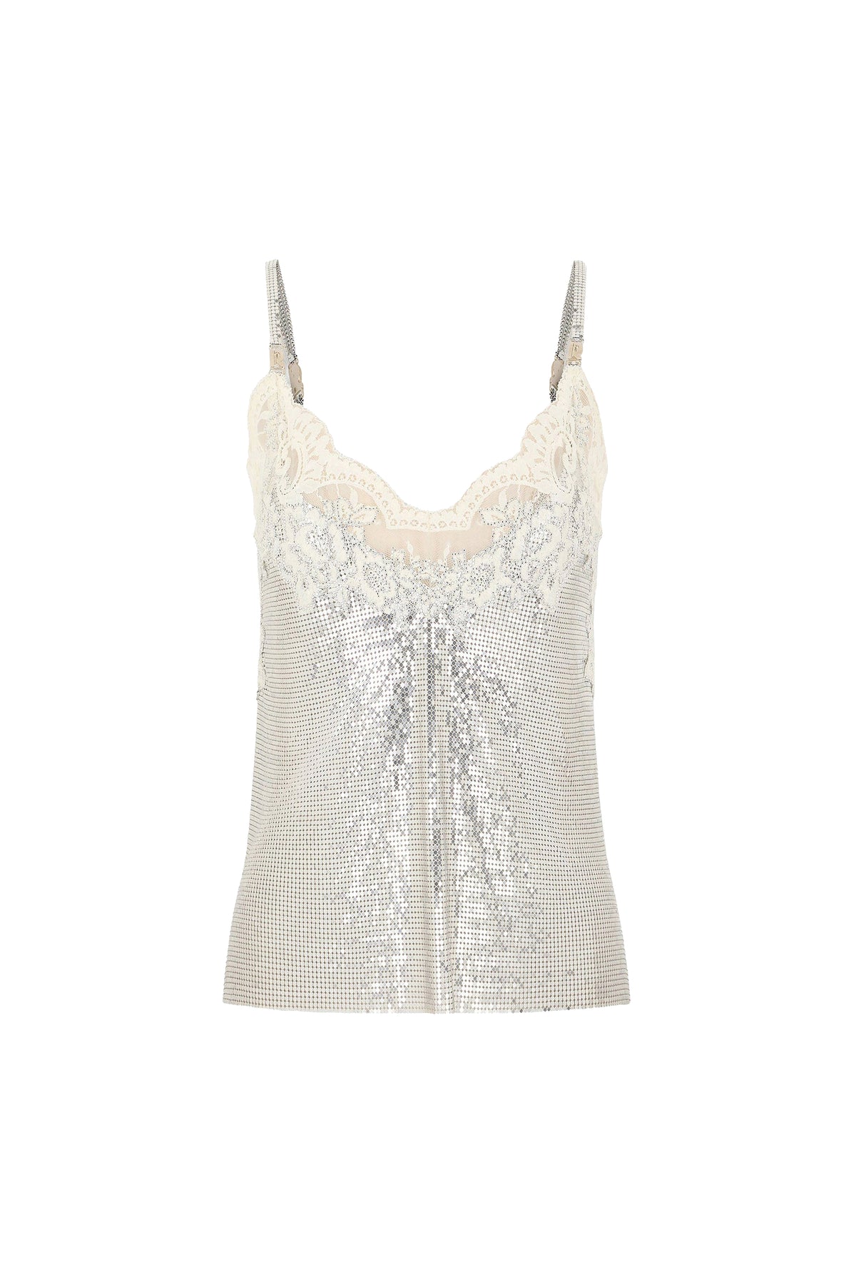 Mesh and lace tank top - Silver