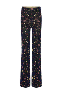 Pantalon évasé à imprimé - Silver Floral Jacquard