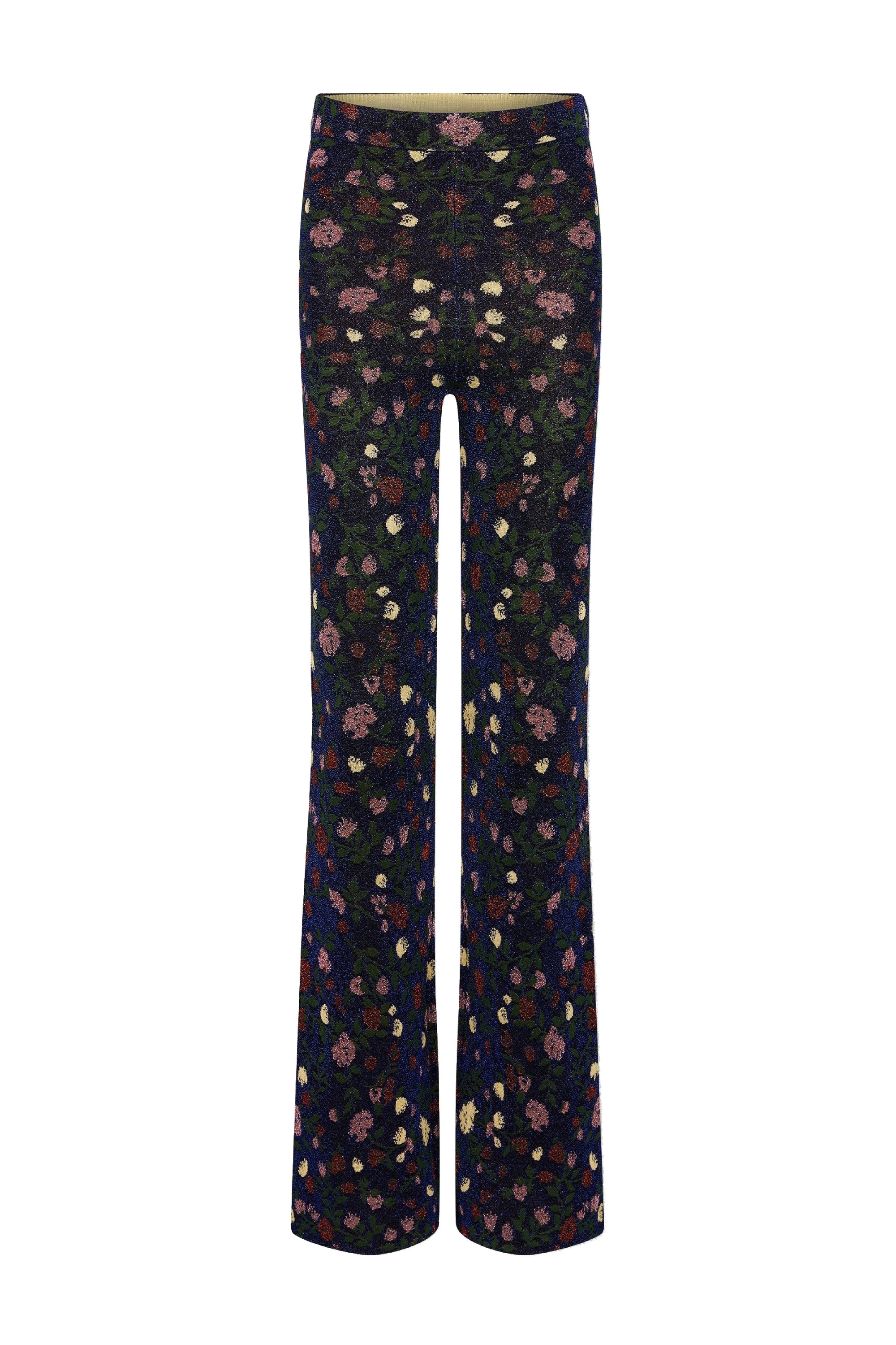 Pantalon évasé à imprimé - Silver Floral Jacquard