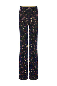 Pantalon évasé à imprimé - Silver Floral Jacquard
