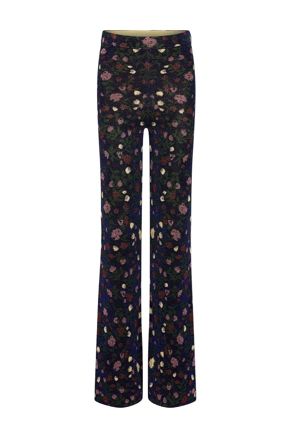 Pantalon évasé à imprimé - Silver Floral Jacquard