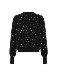 Wool rhinestone round-neck jumper - Black