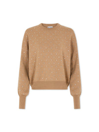 CAMEL CRYSTAL-EMBELLISHED SWEATER IN WOOL