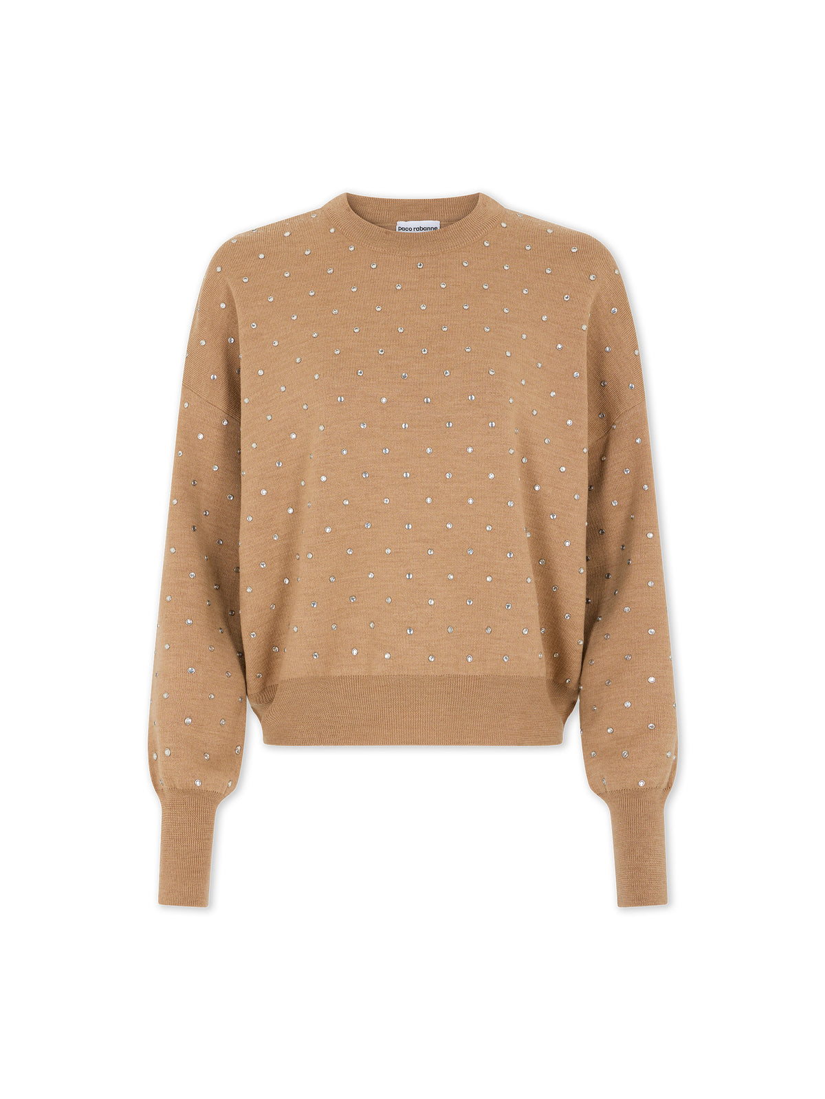 CAMEL CRYSTAL-EMBELLISHED SWEATER IN WOOL