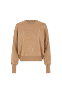 CAMEL CRYSTAL-EMBELLISHED SWEATER IN WOOL