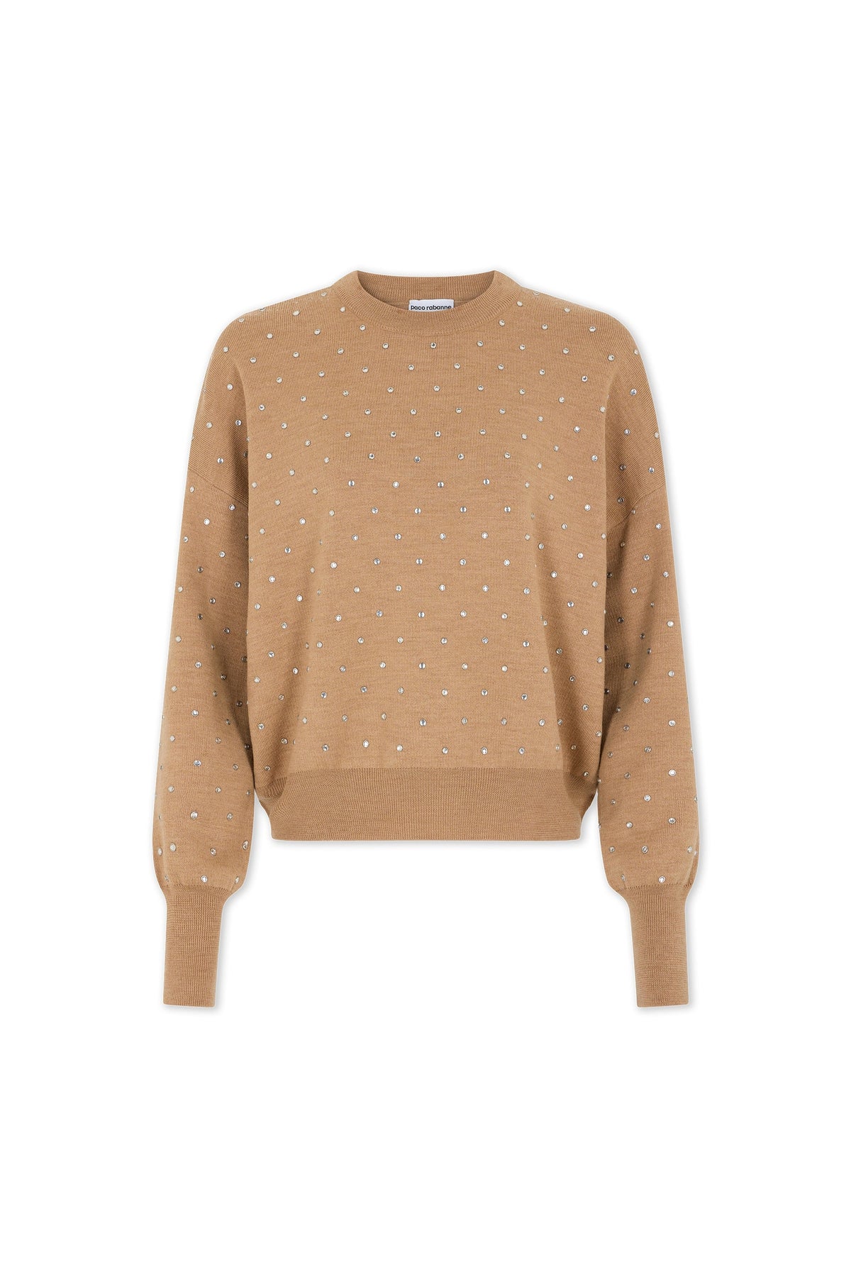 CAMEL CRYSTAL-EMBELLISHED SWEATER IN WOOL