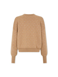 CAMEL CRYSTAL-EMBELLISHED SWEATER IN WOOL
