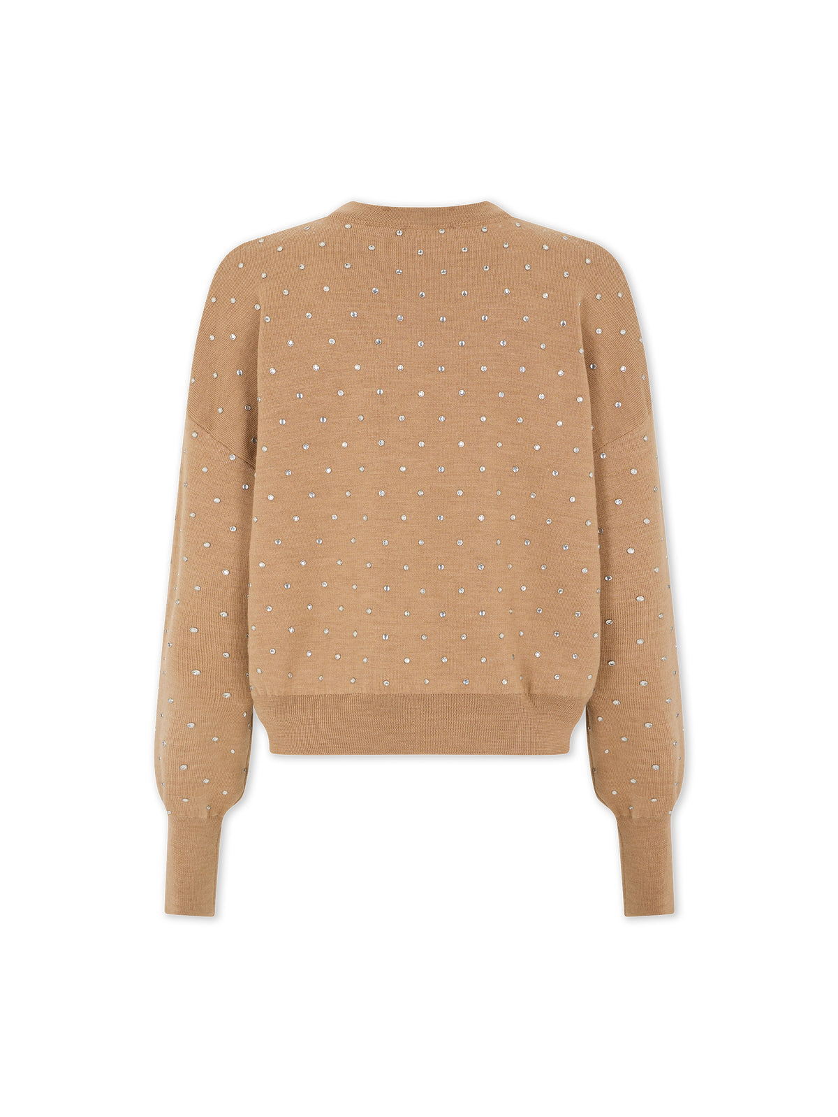 CAMEL CRYSTAL-EMBELLISHED SWEATER IN WOOL