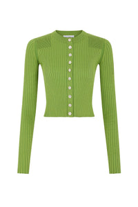 Ribbed buttoned cardigan - Neo Kaki