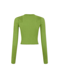 Ribbed buttoned cardigan - Neo Kaki