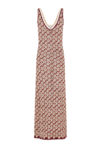 Monogrammed long dress - Jacquard Burgundy