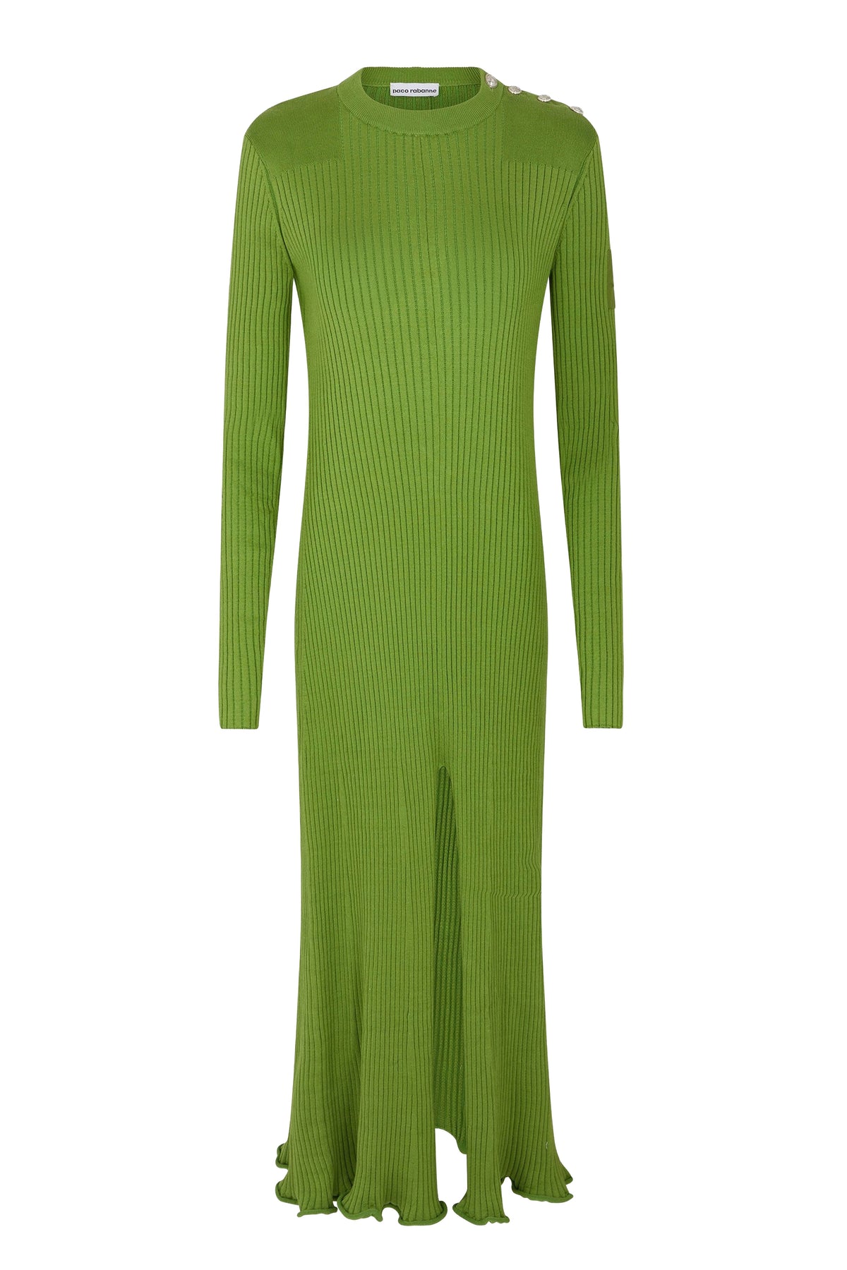 Robe mi-longue fendue en maille - Neo Kaki