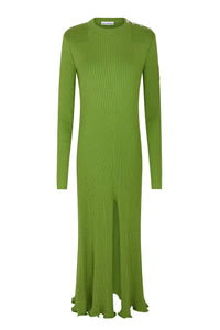 Slit mid-length knitted dress - Neo Kaki