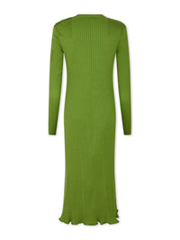 Slit mid-length knitted dress - Neo Kaki