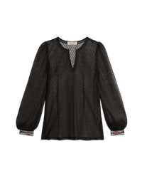 Blouse à col V en tulle - Black