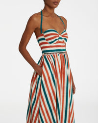 Striped maxi dress - Brown & Green