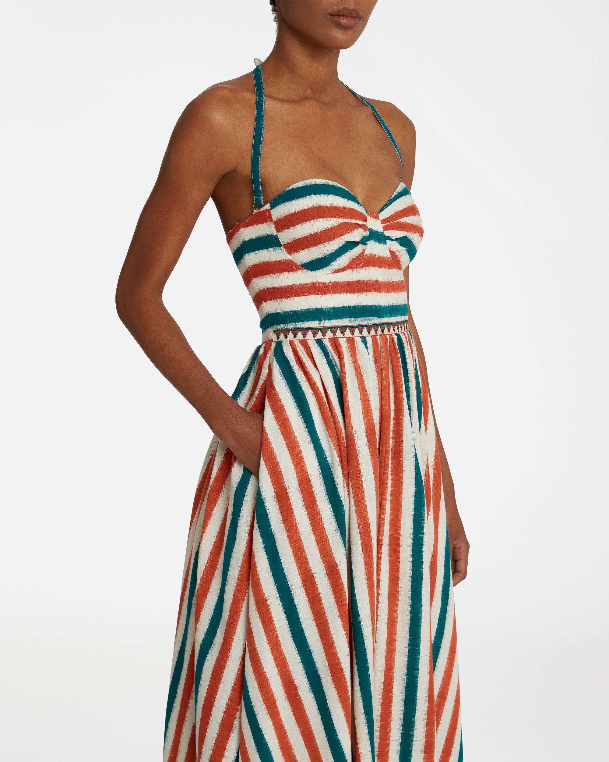 Striped maxi dress - Brown & Green