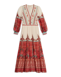 Robe longue à col V - Red