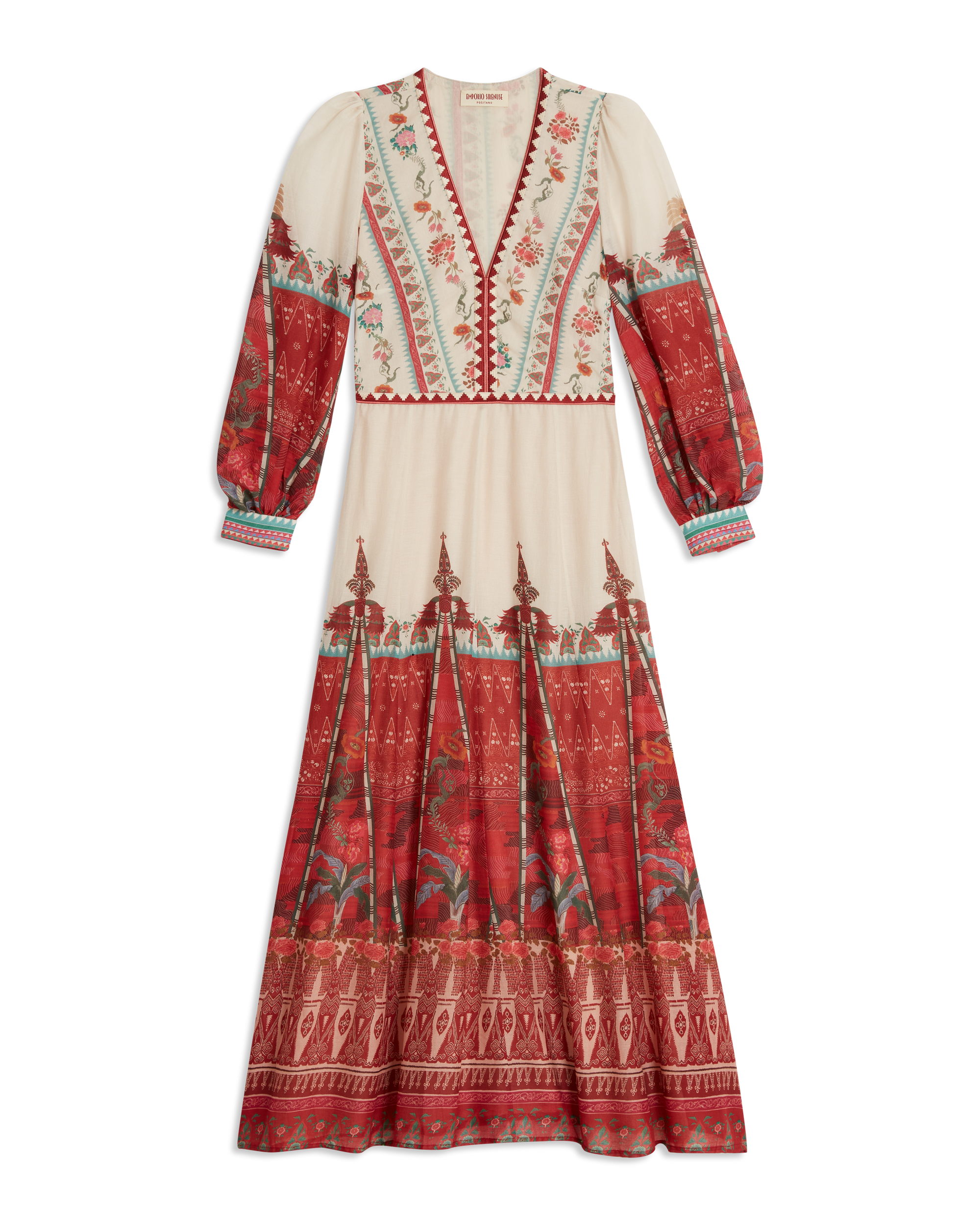Robe longue à col V - Red