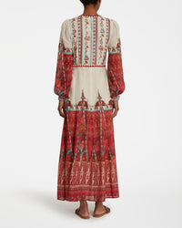 Robe longue à col V - Red