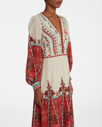Robe longue à col V - Red