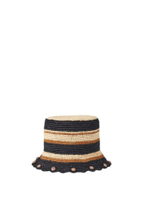 BLACK & CAMEL BOB RAFFIA STRIPES chapeau bob rayé au crochet