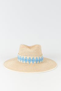 Chapeau Cindy en paille naturelle avec détails - Natural & Cyan