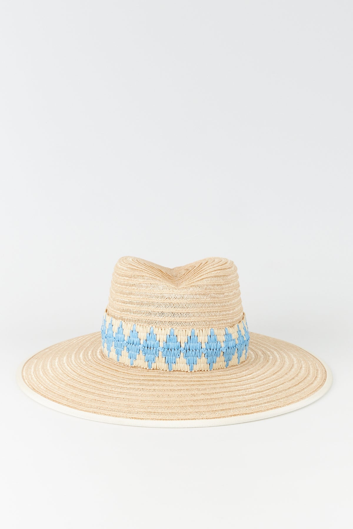 Chapeau Cindy en paille naturelle avec détails - Natural & Cyan