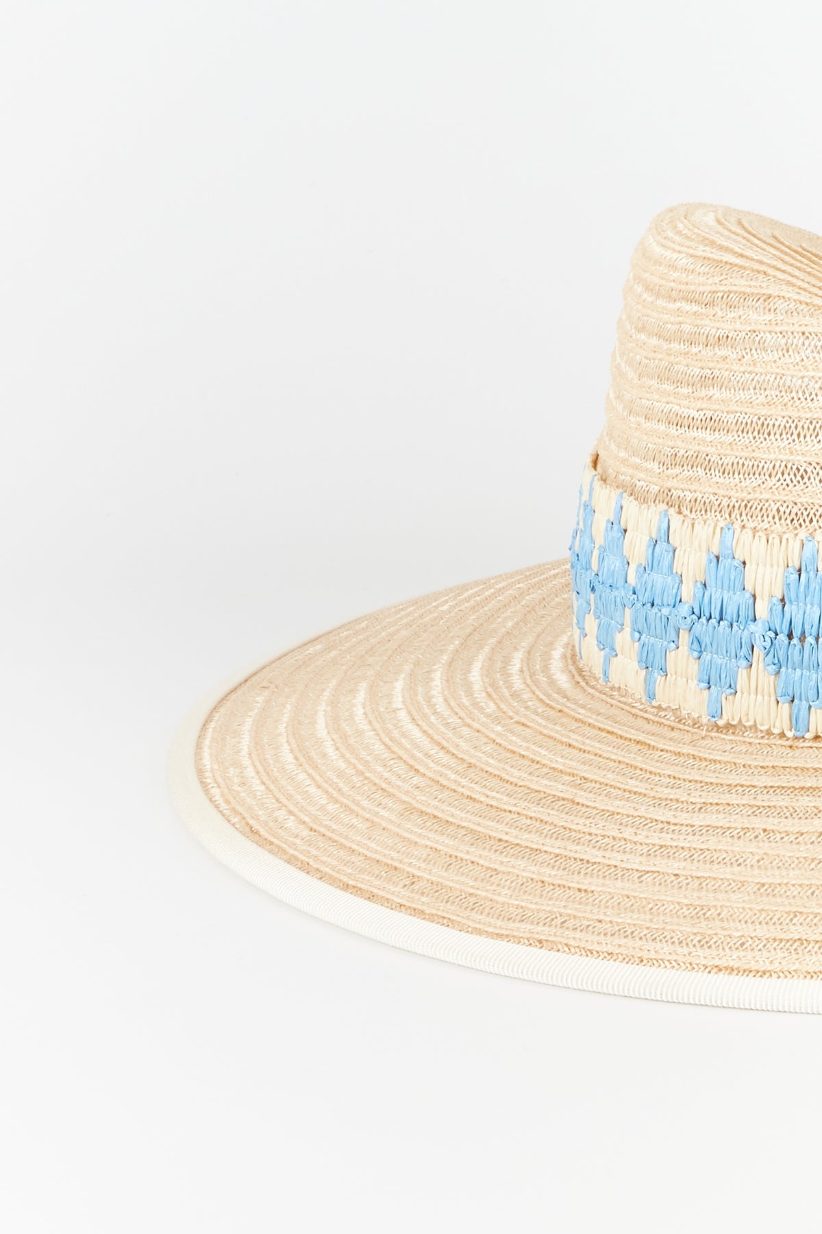 Chapeau Cindy en paille naturelle avec détails - Natural & Cyan