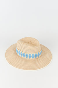 Chapeau Cindy en paille naturelle avec détails - Natural & Cyan