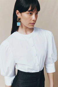 Boucles d'oreilles Sonia carrées en laiton - Cyan