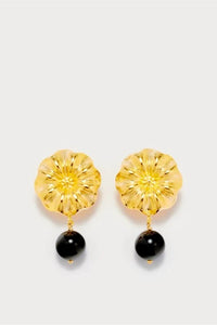 Boucle d'oreille Sonia en laiton avec pierre fine - Black
