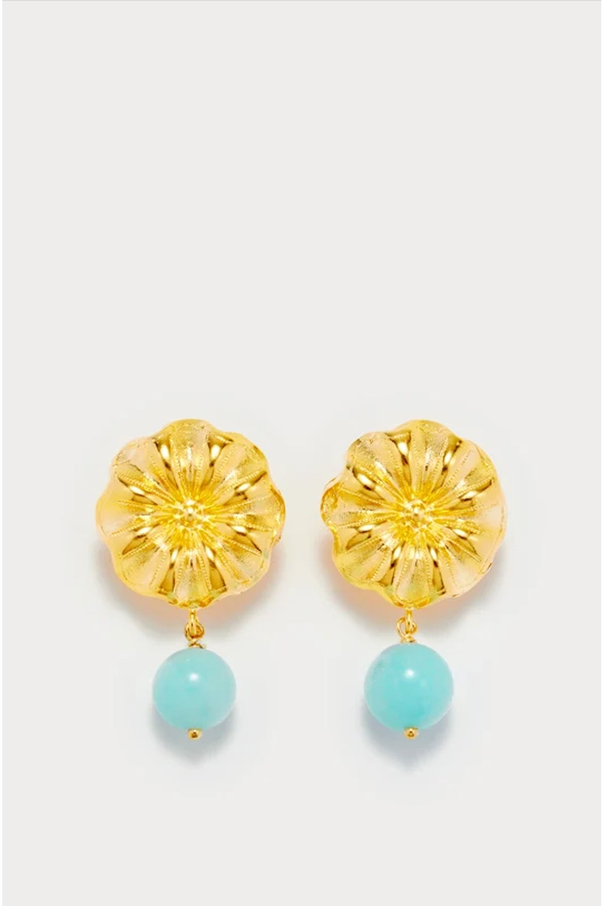 Boucle d'oreille Sonia en laiton avec pierre fine - Cyan
