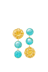Boucle d'oreille Sonia en laiton avec pierre fine - Cyan