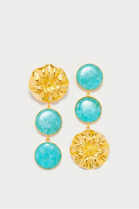 Boucle d'oreille Sonia en laiton avec pierre fine - Cyan