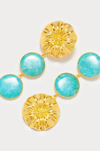 Boucle d'oreille Sonia en laiton avec pierre fine - Cyan