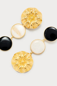 Boucle d'oreille Sonia en laiton avec pierre fine - Black & White