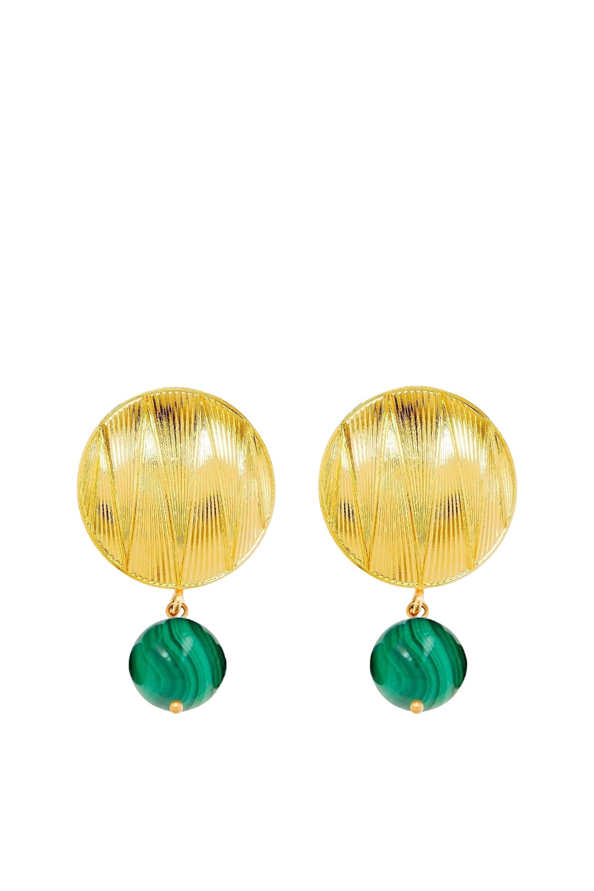 Boucles d'oreilles Sonia géométriques en laiton - Dark Green
