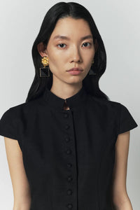 Boucle d'oreille Sonia en laiton avec pierre fine - Black