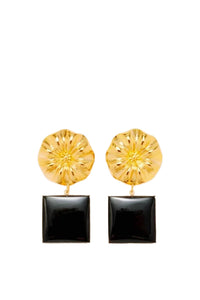 Boucle d'oreille Sonia en laiton avec pierre fine - Black