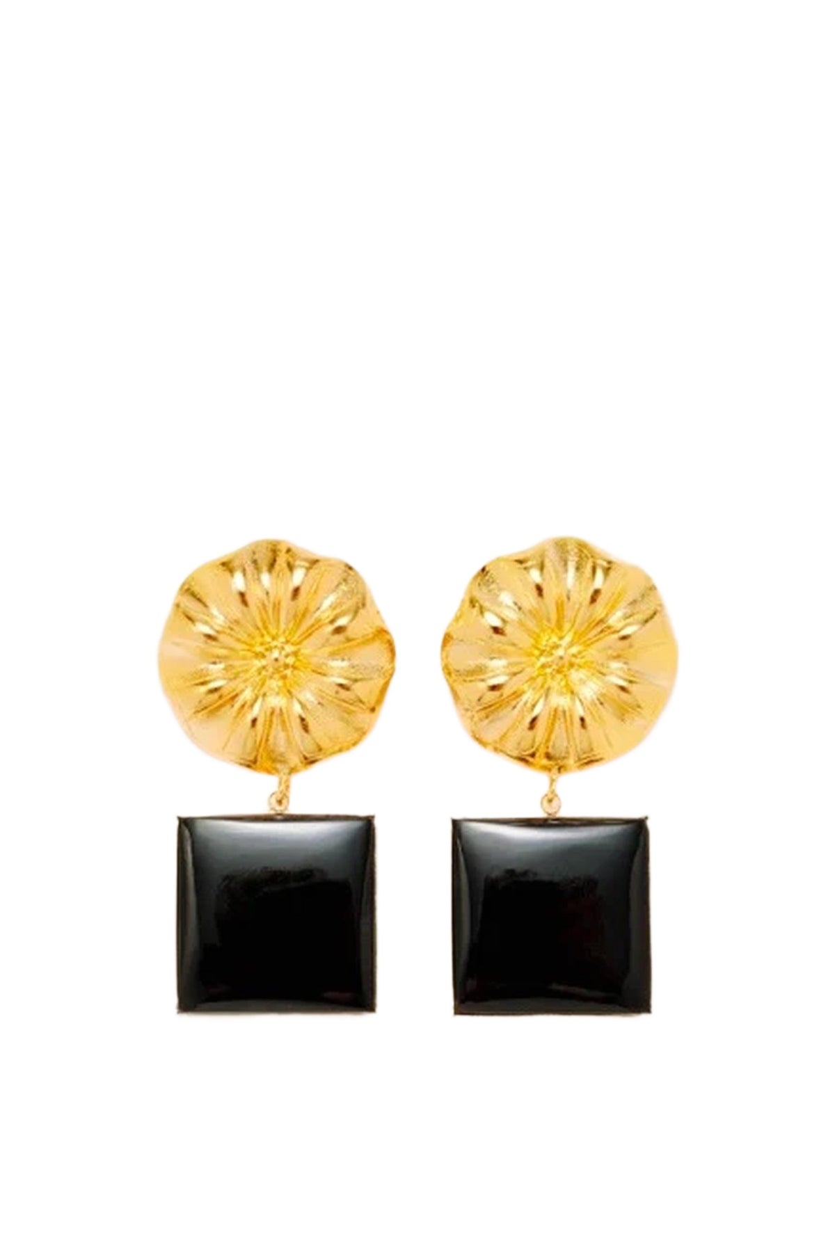 Boucle d'oreille Sonia en laiton avec pierre fine - Black