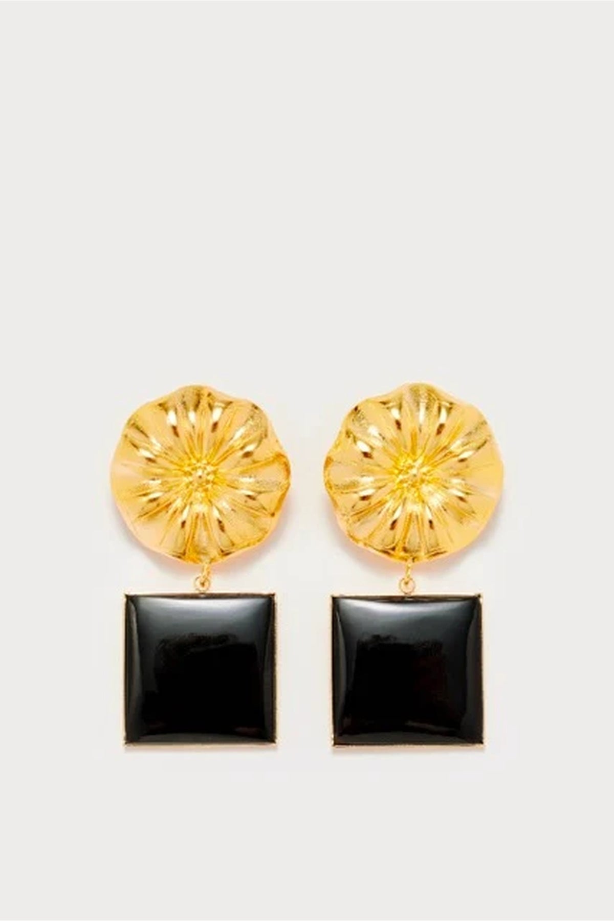 Boucle d'oreille Sonia en laiton avec pierre fine - Black