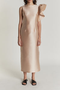 NUDE FRANZ SMART robe midi en satin avec détails à volants asymétriques