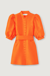ORANGE AMOAKO-DRESS SHORT SMART mini-robe en satin à manches bouffantes