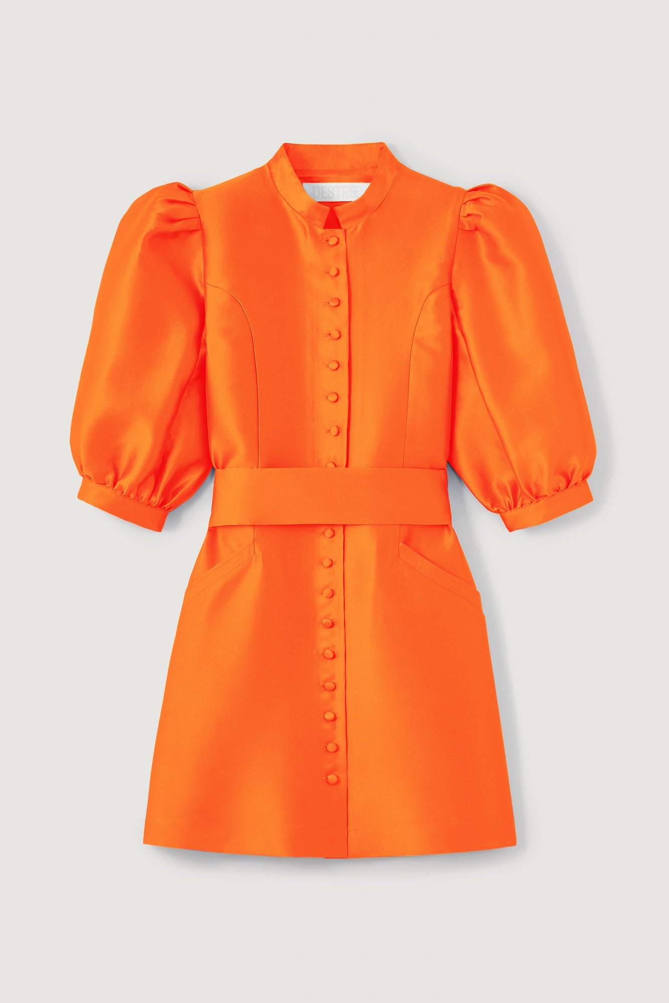 ORANGE AMOAKO-DRESS SHORT SMART mini-robe en satin à manches bouffantes